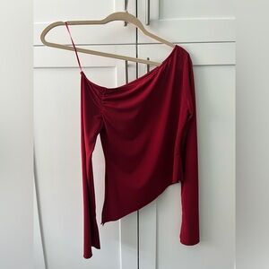 Garage asymmetrical off-shoulder long sleeve top